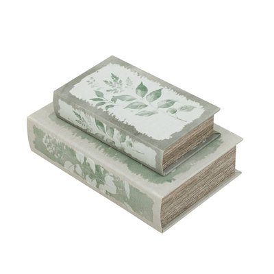 S/2 Multi-Colored Book Boxes With Subtle Leaf Motifs L:7X3X10.5" S:5X2X8.3"