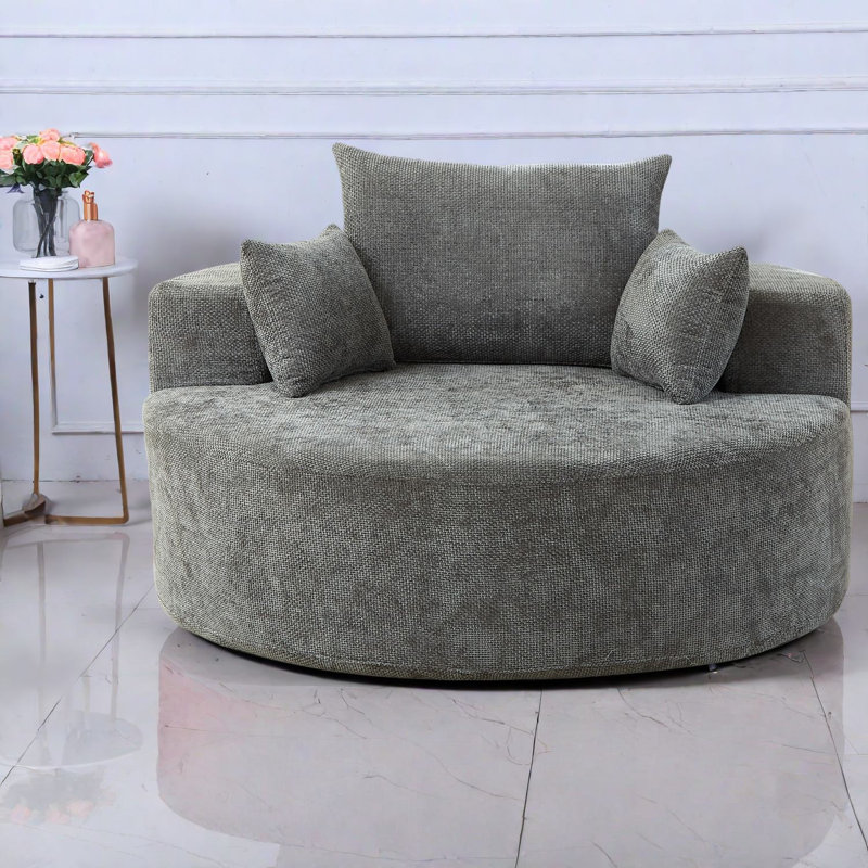 Fauteuil d'appoint confortable en chenille, design moderne moelleux pour la maison