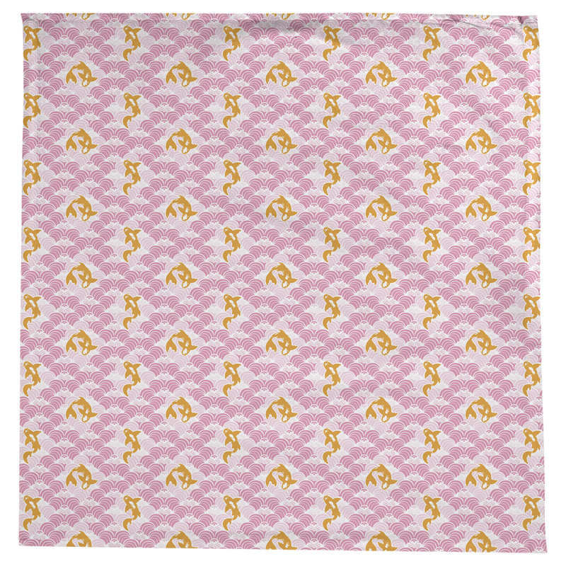 Leffel Koi Fish Waves Pattern Tablecloth, Pink