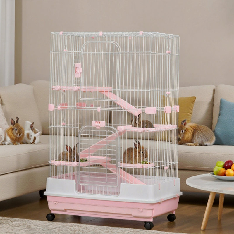 Cage à lapin avec roulettes