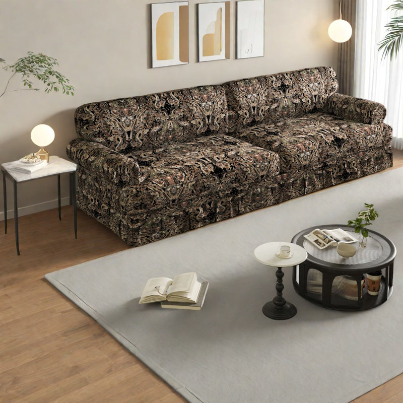 Canapés floraux noirs spacieux, canapé en tissu Oxford durable, design élégant Mid-Century