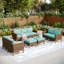 All Weather Wicker/Rattan 9 - Person Seating Group with Cushions-2012196410-1957413852