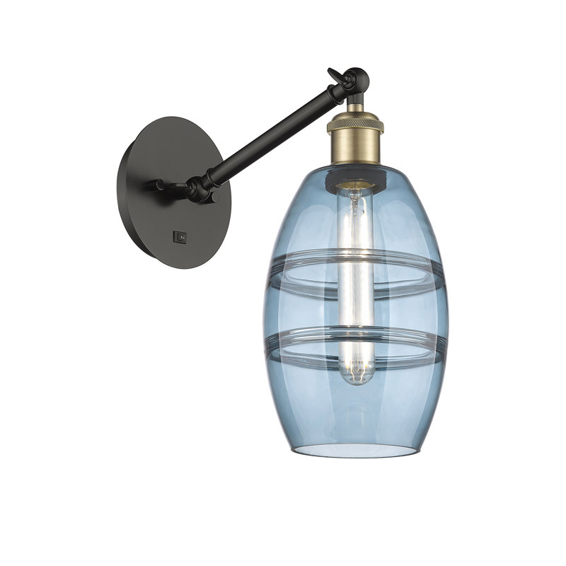 Dundrod Steel Armed Sconce, Princess Blue, Black Antique Brass