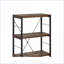 Bibliothèque, rustique industrielle à 3 niveaux et 4 tablettes fixes | Plateau en chêne patiné, structure en métal noir | Noir, chêne