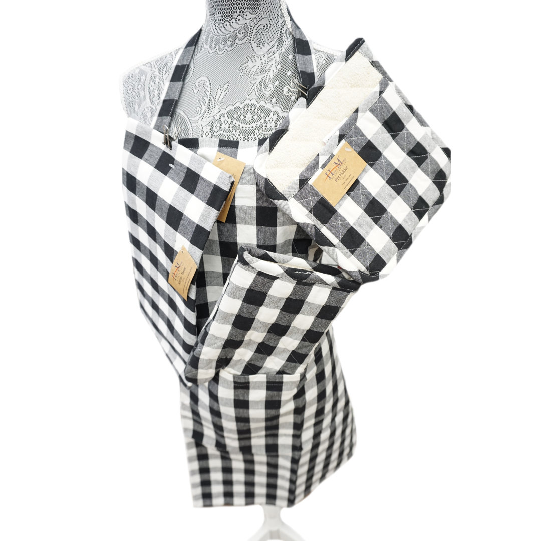 Plaid Cotton Bib Apron Gracie Oaks