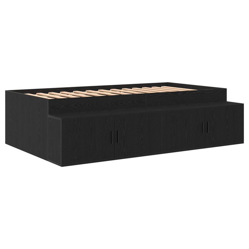 Vidaxl Storage Bed Frame, Single (3'), Black Oak