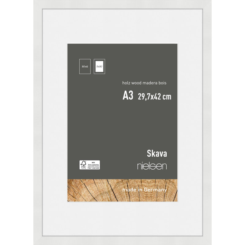 nielsen Skava Wooden Picture Frame, 42cm H x 29.7cm W x 2cm D, White