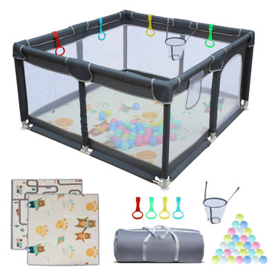 47.24" X 47.24" Baby Playard Cloth Playpen With Removable Enclosures, Indoor & Outdoor Use, Safe Play Zone For Children And Pets