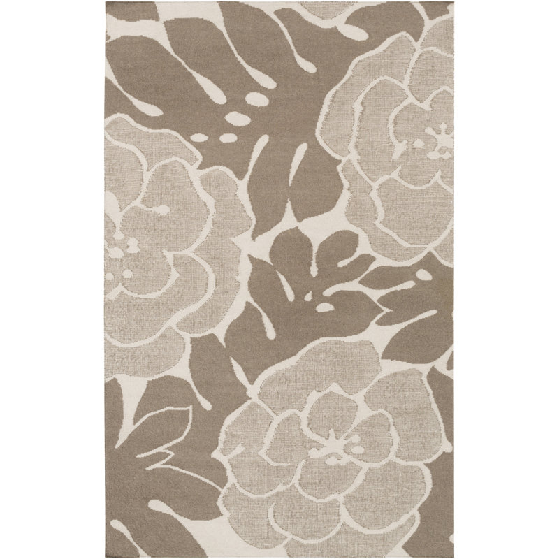 Tapis olive / gris clair en laine tissé à la main Madena, Rectangle 3 pi 3 po x 5 pi 3 po