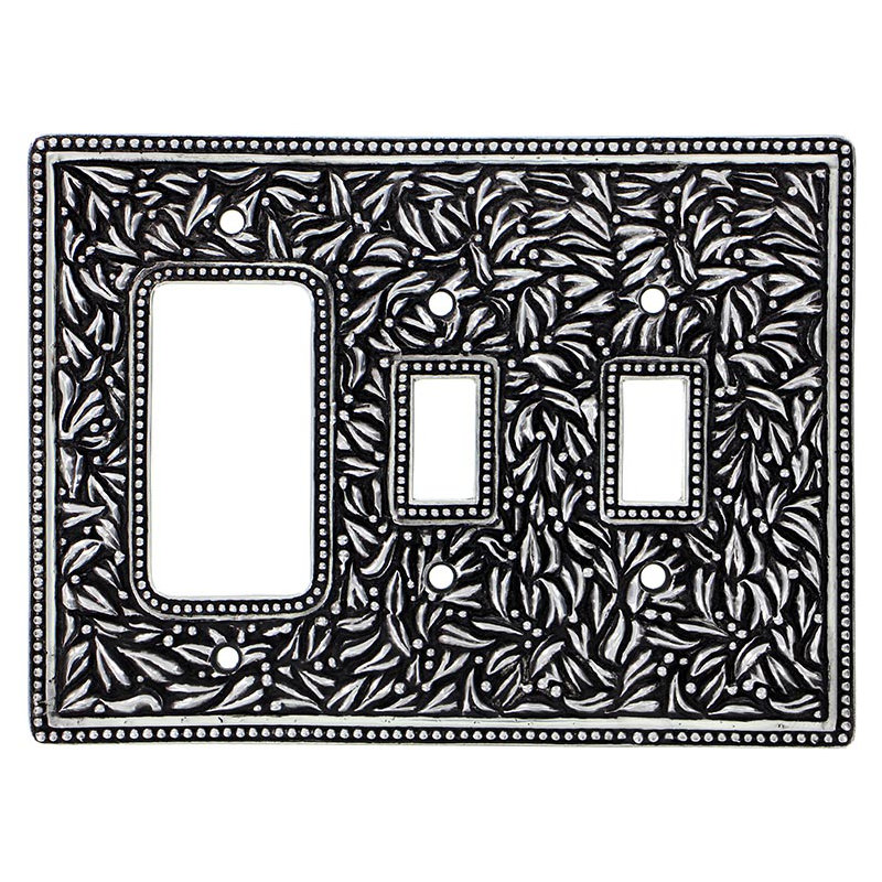 San Michele 3-Gang Toggle Light Switch / Rocker Combination Wall Plate, Antique Silver