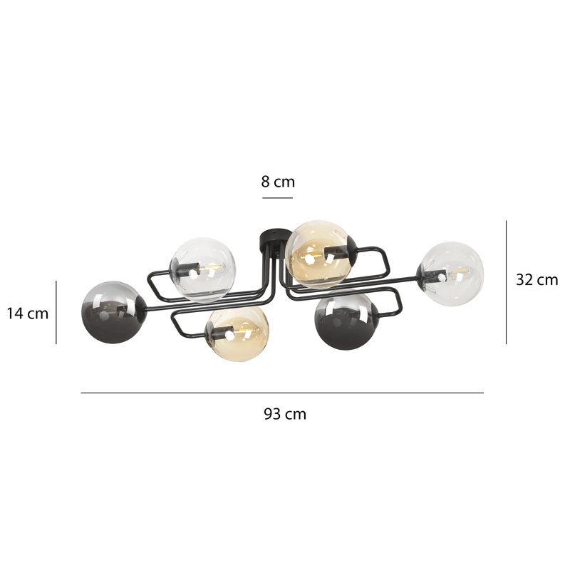 Cadesia Glass Semi Flush Mount, Graphite/Amber/Transparent