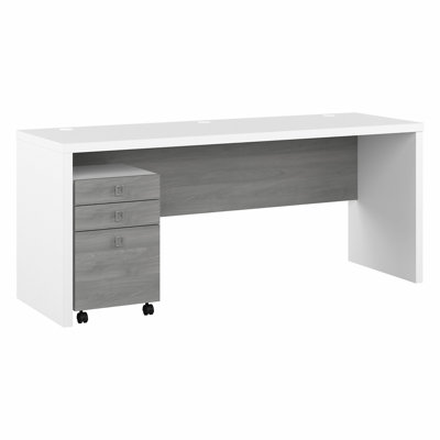 Bureau d'ordinateur avec classeur mobile 3 tiroirs Office By Kathy Ireland® 72W