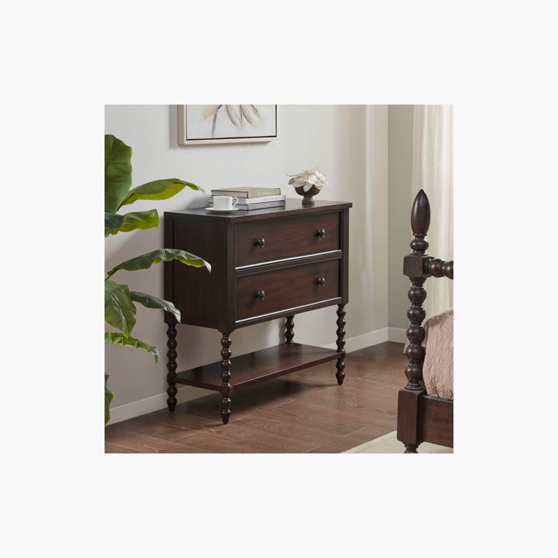 Commode d'appoint 2 tiroirs Beckett, Marron foncé