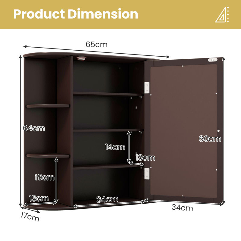 mm Wide mm H Mirrored Cabinet