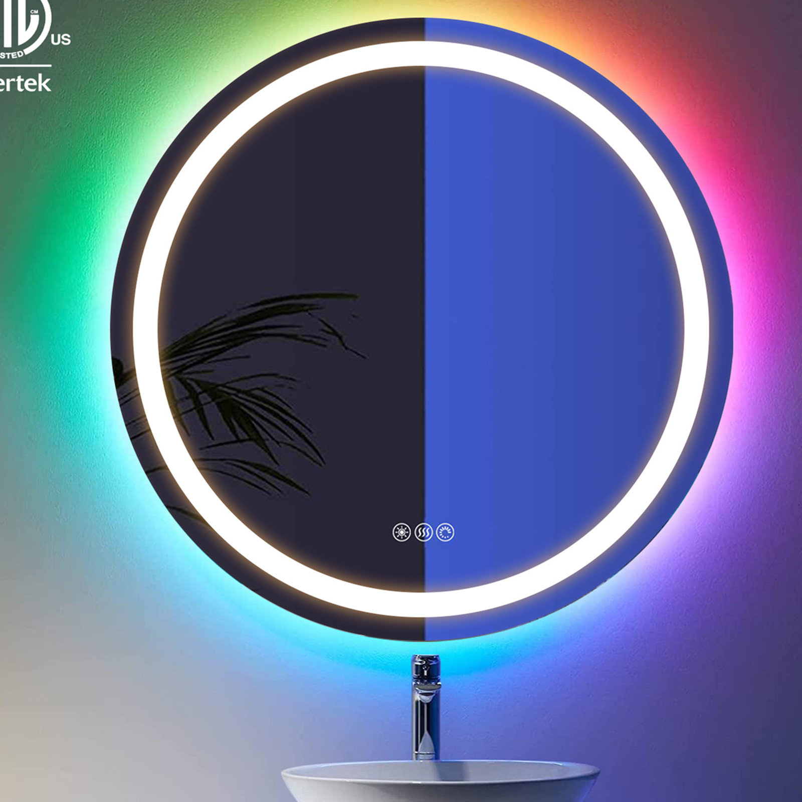 Aevar Super Bright Double LED Lights Anti-Fog Bathroom / Vanity Mirror with Tempered Glass & ETL Orren Ellis Size: 60 x 36