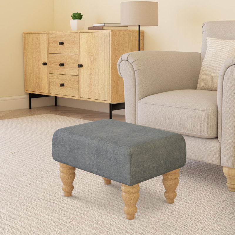 Large Footstools Wood Turned Leg , Natural, Poz, Silver
