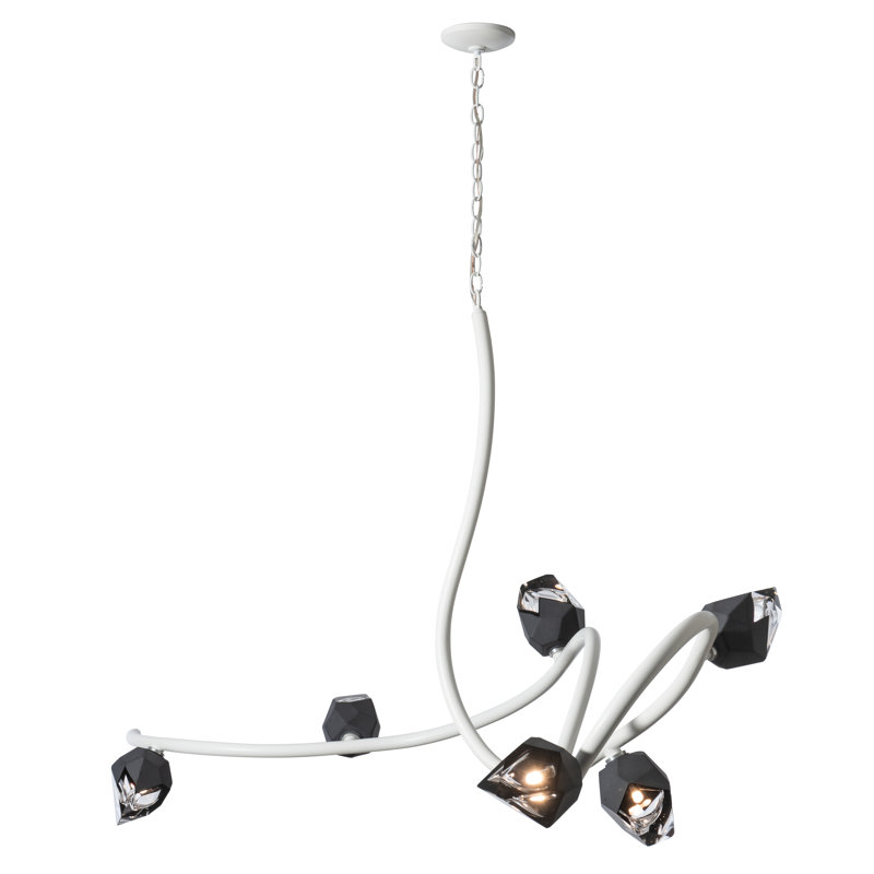 Glacier 6 - Light Unique/Statement Modern Linear Chandelier, White, Black