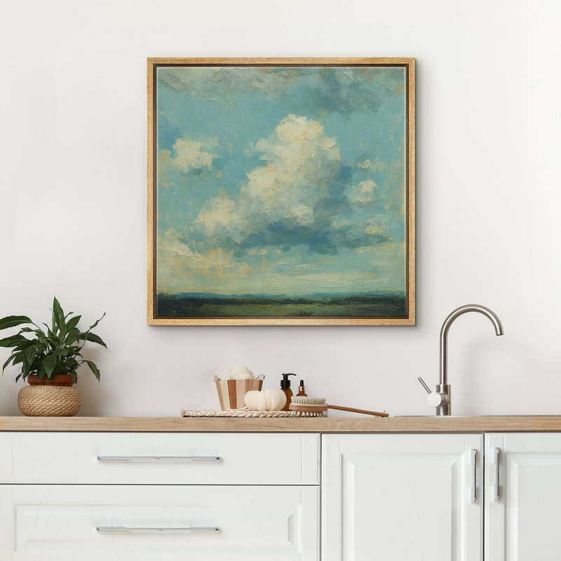 Clouds Wall Art, impression sur toile encadrée, décoration murale de chambre à coucher, Naturel, H 24 po x l 24 po