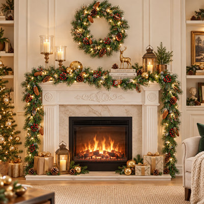 108.27 " Pre-Lit Spruce Garland