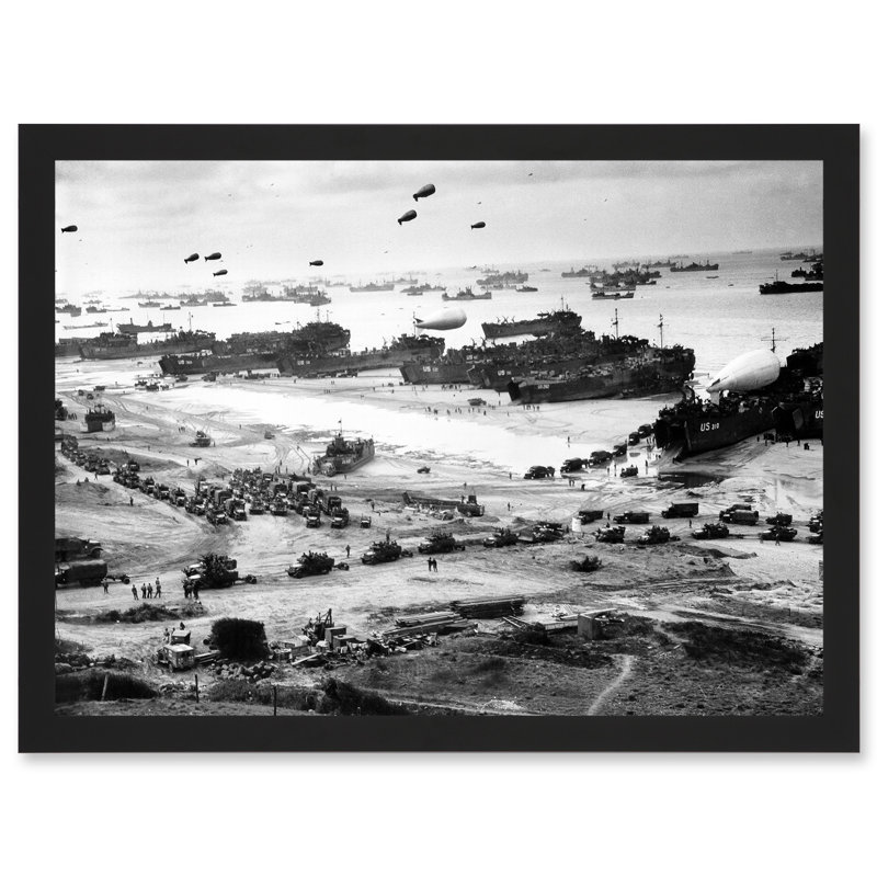 WWII World War US Landing Ships Omaha Beach D-Day 1944 Photo by Value Does Not Apply - Single Picture Frame Print