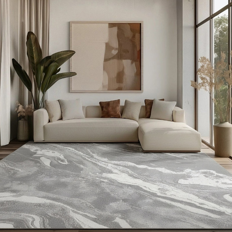 Galaxy Series Abrstract Black/Gray/Ivory/Beige Area Rug, Rectangle 7'9" x 10'2"