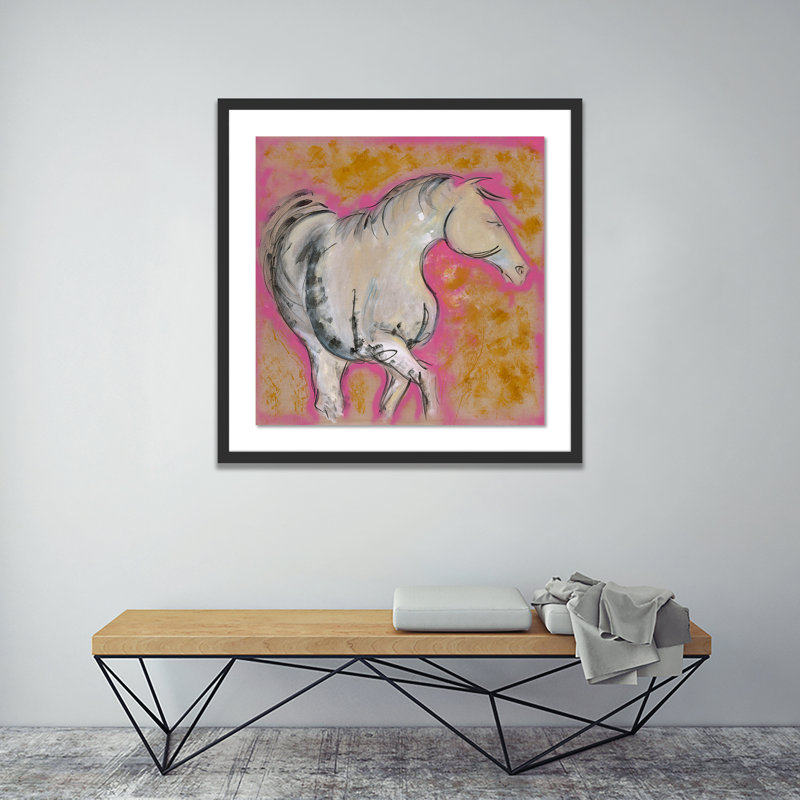 Pink Lady Framed Drawing Print, 48" H x 48" W x 2.5" D, Black