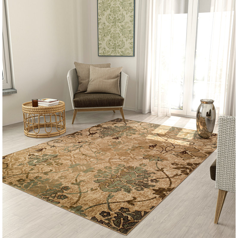 Tapis intérieur / extérieur en laine tissé à la machine Adelayda, Rectangle de 2 pi x 3 pi