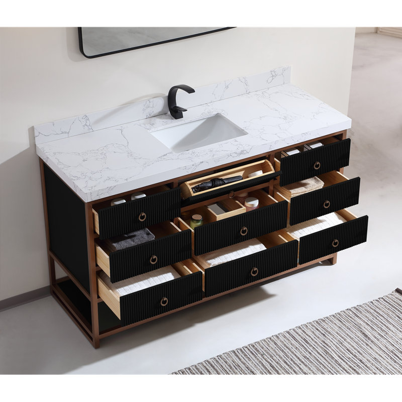 60" Freestanding Standard Bathroom Vanity with Top