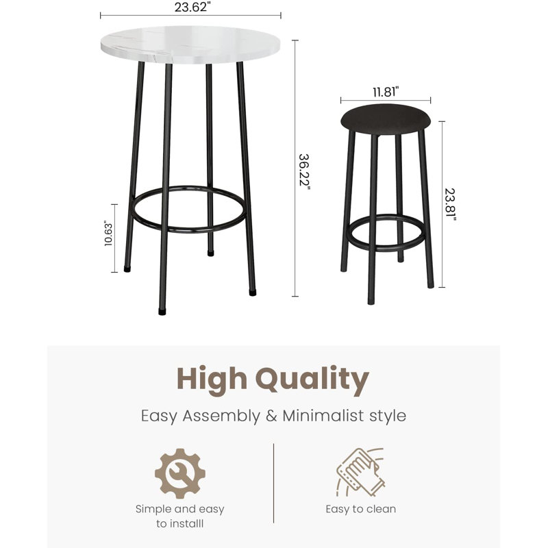 Ladestiny 2 - Person Dining Set, White, White/Black