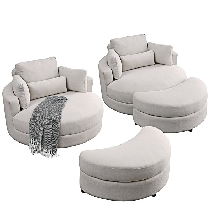 Canapé d'appoint moderne pivotant avec repose-pieds, 2 pièces