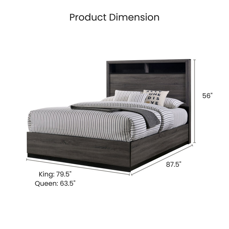 Camile Bookcase Storage Bed, Queen