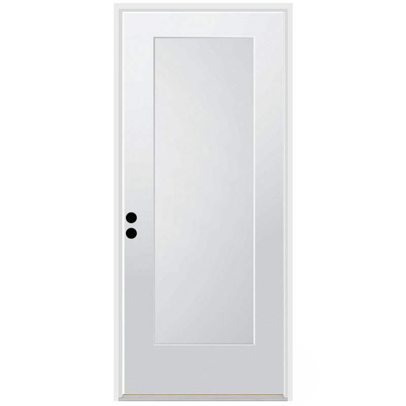 Porte extérieure 1 panneau Shaker en fibre de verre lisse avec montants de 4-9 / 16 po, Nickel satiné