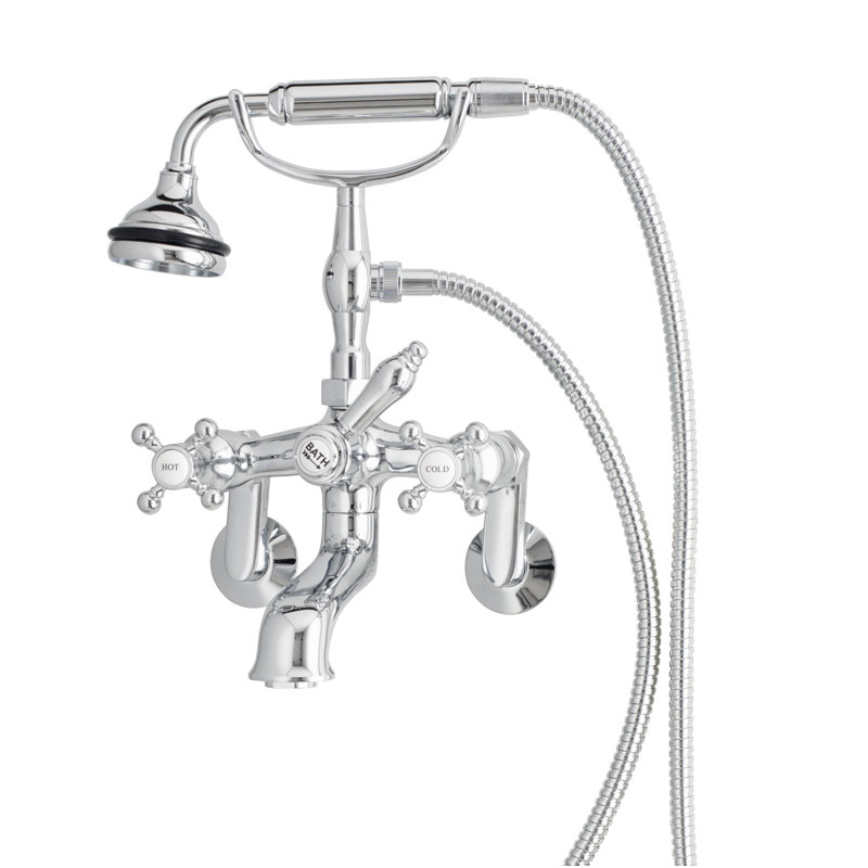 2 Handle Bathroom Clawfoot Tub Faucet with Diverter, Chrome