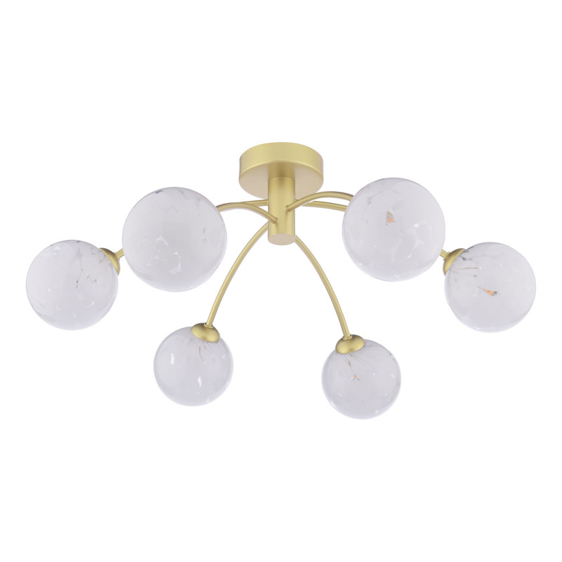 JARED 3LT SEMI FLUSH CW SMOKED GLS 150MM, Matt Gold/Beige