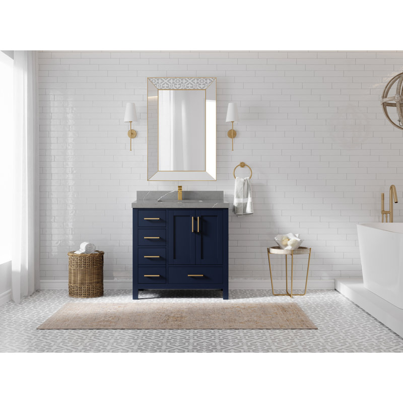 Ensemble de meuble-lavabo simple 36 po Malibu, Gris Piatra