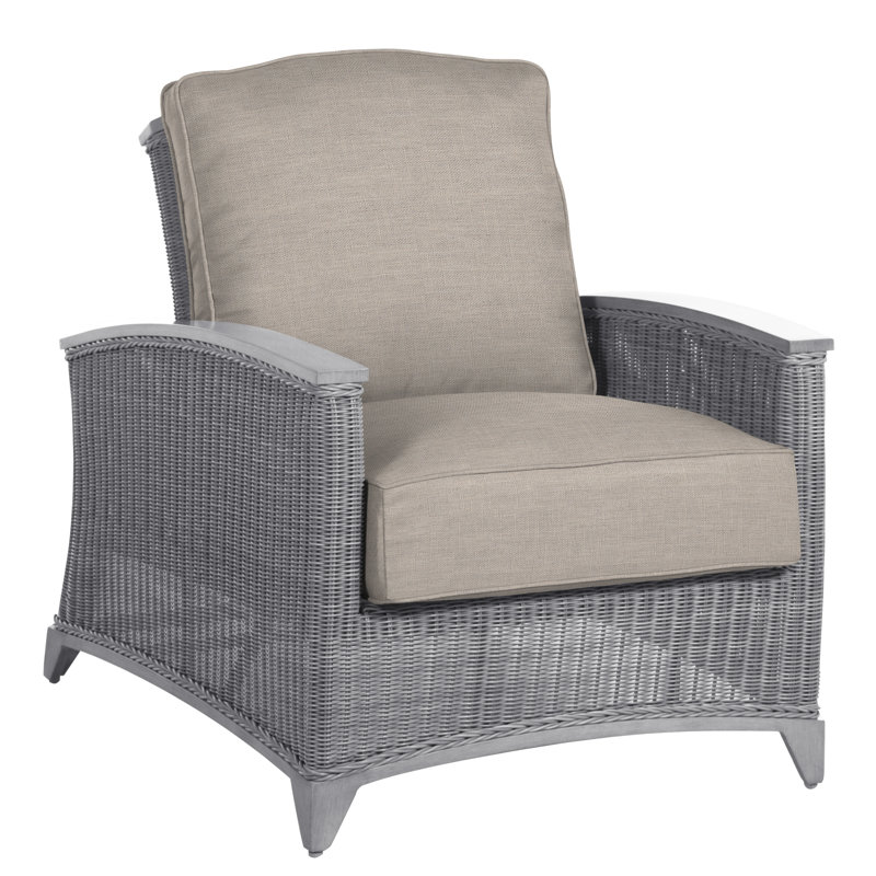 Astoria Patio Chair with Cushions, Astoria #90 Raffia/Oak, No Welt, Tweed Toffee
