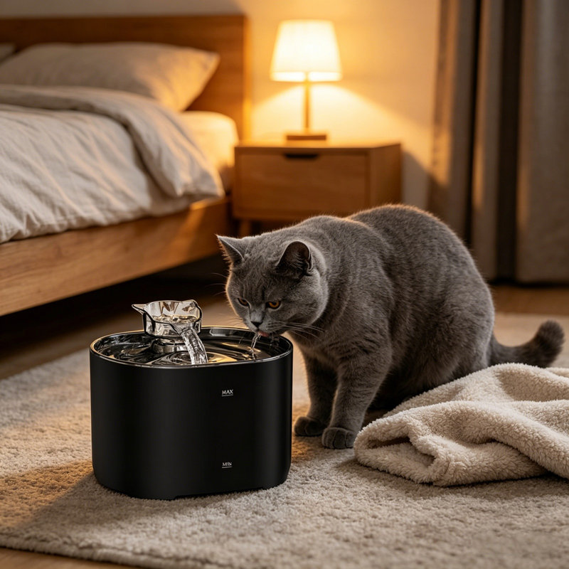 Distributeur d'eau pour animaux de compagnie, distributeur automatique d'eau intelligent, 5,91 x 5,91 x 3,94 po, noir