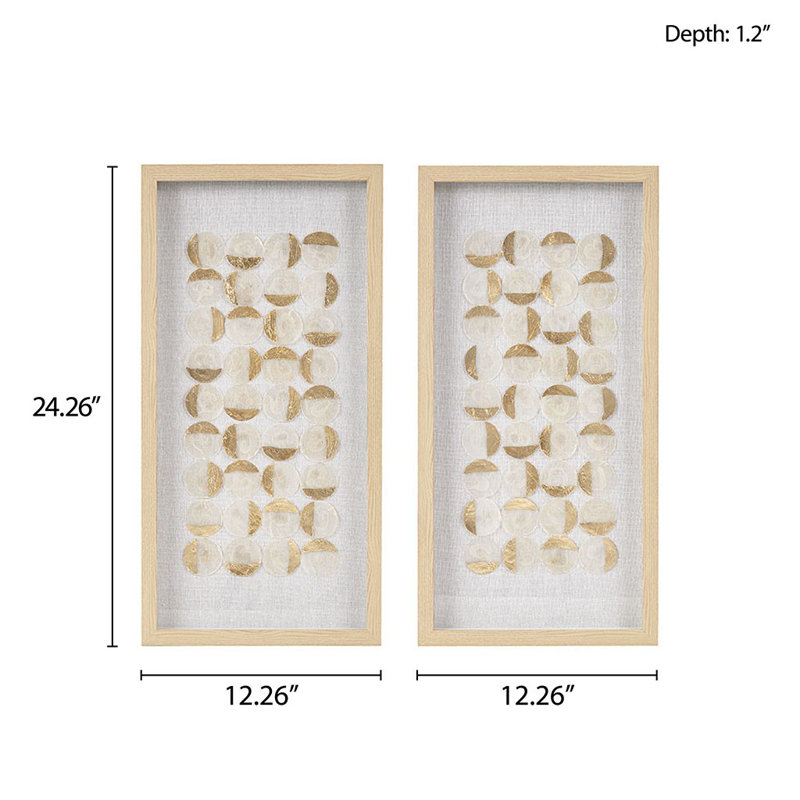 Corrigan Studio Ritter 2-Piece Capiz Shell And Gold Foil Shadowbox Wall Decor
