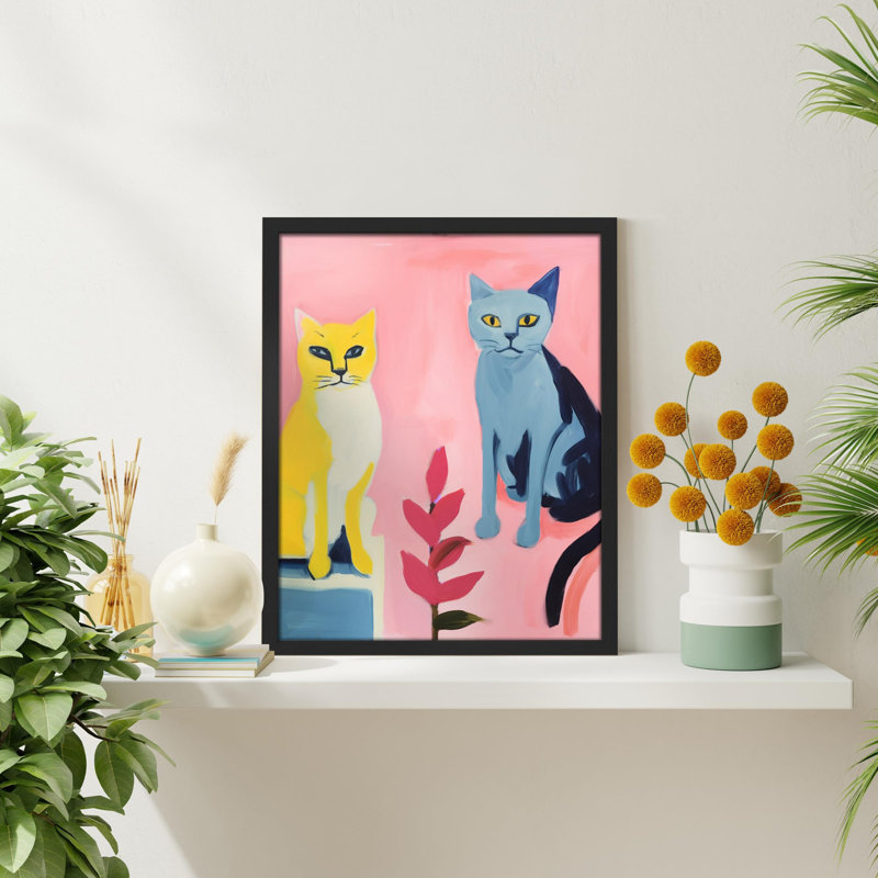 «Watercolor Cat» sur papier, H 16 po x l 12 po, Cadre noir