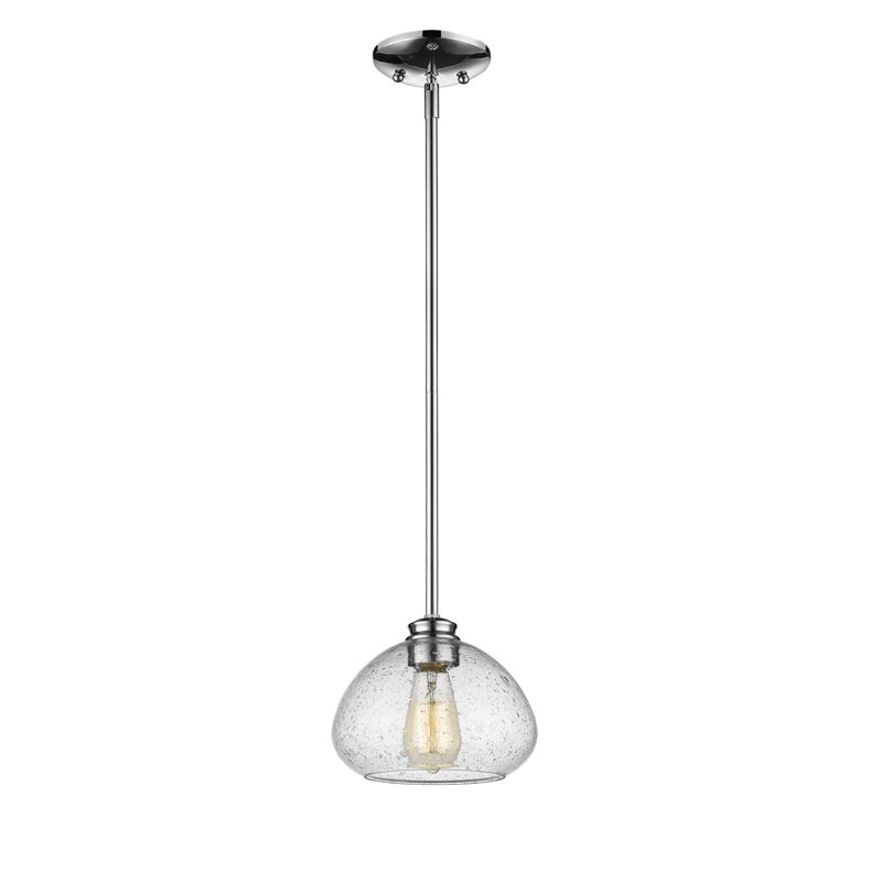 Luminaire suspendu en forme de dôme à 1 lumière Reichert, H 6,5 po x l 8 po x P 8 po, Chrome