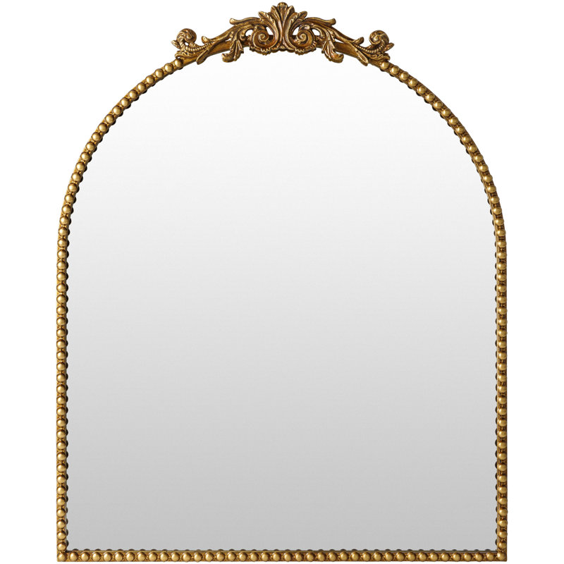 Anzlie Wrought Iron Arch Wall Mirror, 36" x 24", Black