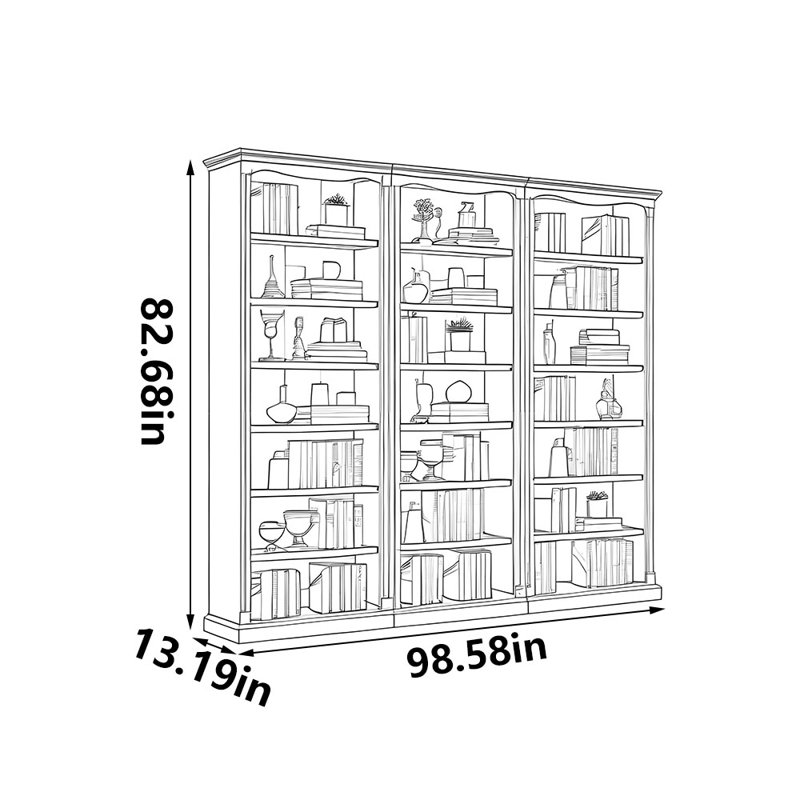 Mayfield, (21 Shelves) 82.68"H x 98.58"W x 13.19"D
