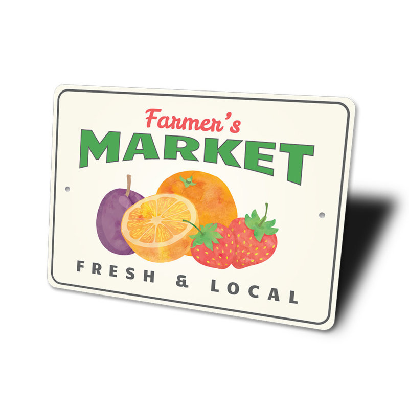 Enseigne en aluminium Farmers Market, H 10 po x l 14 po x P 0,04 po