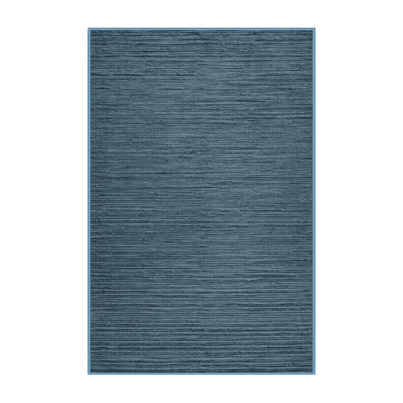 Machine Washable Solid Blue Area Rug, Rectangle 2' x 3'