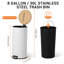 Poubelle à pédale 30 litres / 8 gallons avec couvercle en bambou, poubelle ronde en acier inoxydable-121309506