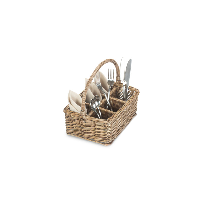 Wicker Rectangular 6 Section Cutlery Basket
