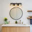 Luminaire de meuble-lavabo de salle de bain moderne à 3 lumières avec accents de cristal - Luminaire carré noir à fixation murale pour miroir - à intensité variable et compatible avec douille E26-671690592-671690607-671690593