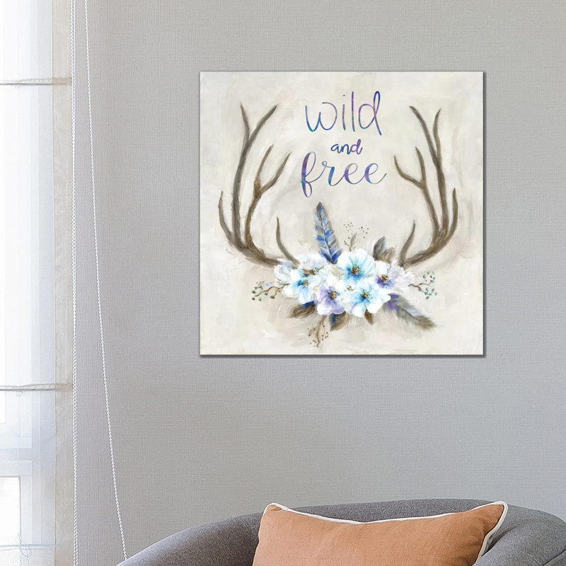 Boho Antlers by Marilyn Dunlap - Wrapped Canvas Gallery-Wrapped Canvas Giclée, 66.04 cm H x 66.04 cm W