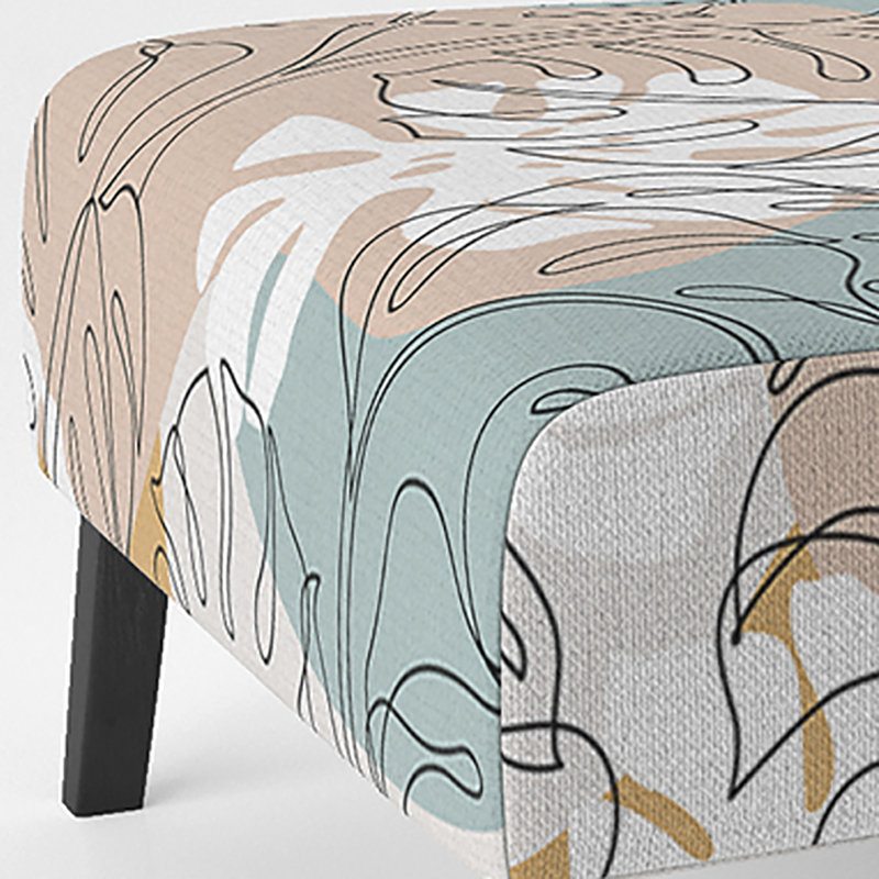 Brechta Vibrant Curve Design II - Velvet Upholstered Modern Slipper Chair, Beige/Light Green/Orange