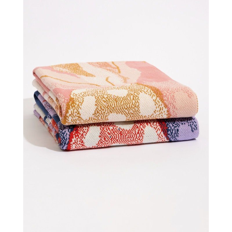 House Plants Throw Blanket, Golden Hour, Organic Cotton